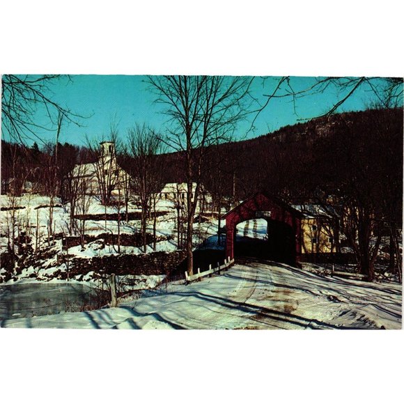 Old Covered Bridge Green River Postcard Travel Souvenir Guilford Vermont - Picture 1 of 2